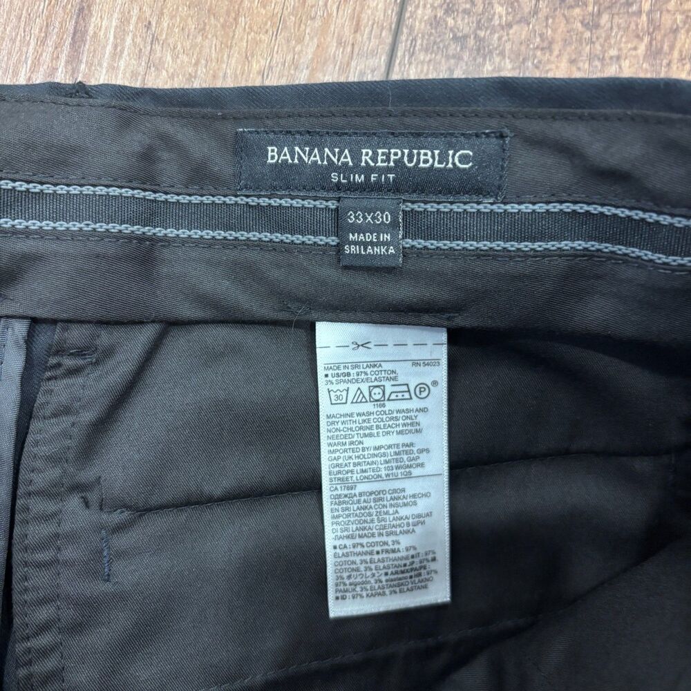 BANANA REPUBLIC Mens 33x30 Slim Fit Stretch Cotton Dress Pant Black  S/795787-00 - Picture 3 of 6